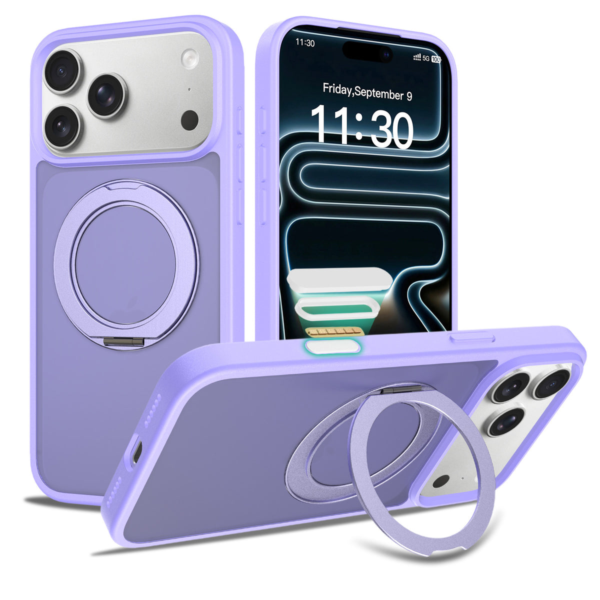 Magnetic Matte Phone Case with 360-Degree Stand and Camera Button for iPhone 17 Pro Max 16 Pro Shockproof TPU Cover