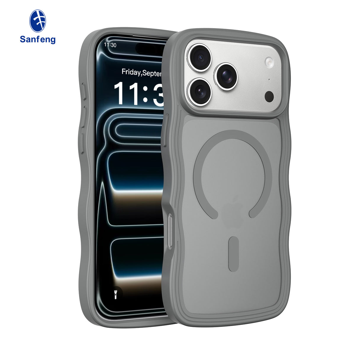 Sanfeng Magnetic Skin-Feel TPU Phone Case, Minimalist Anti-Drop Protective Shockproof Cover Compatible with iPhone