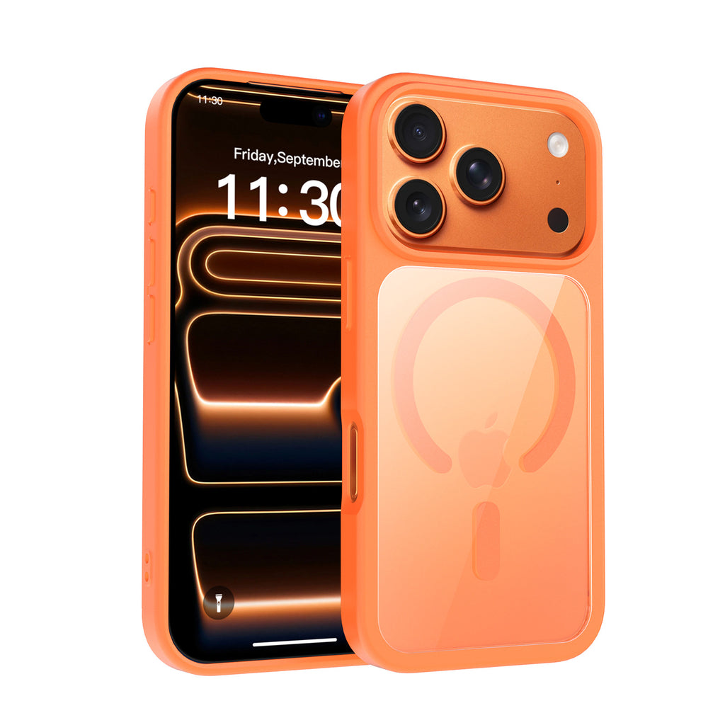 Magnetic Frosted Translucent Phone Case Compatible with iPhone 17 Air, Slim Anti-Fingerprint TPU Protective Cover (Black + Transparent)
