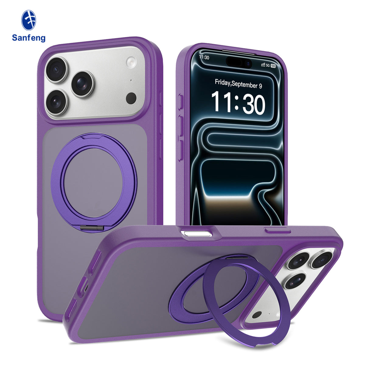 Magnetic Silicone Phone Case with 360-Degree Rotating Stand for iPhone 16 15 17 Series, Skin-Feel Anti-Drop Protective Cover