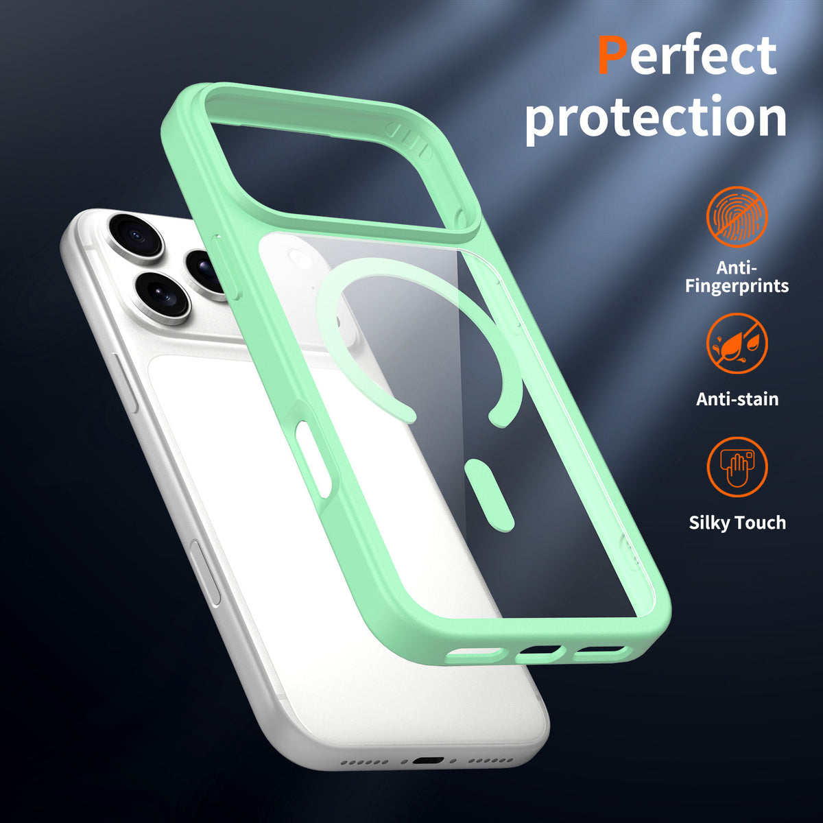 Magnetic Frosted Translucent Phone Case Compatible with iPhone 17 Air, Slim Anti-Fingerprint TPU Protective Cover (Black + Transparent)
