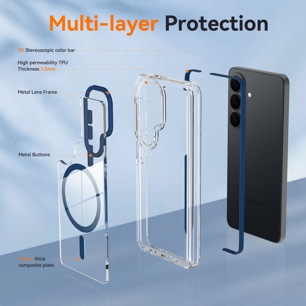 Magnetic Clear Phone Case for Samsung S26 FE / S25 Ultra, Dual Color Shockproof TPU Protective Back Cover