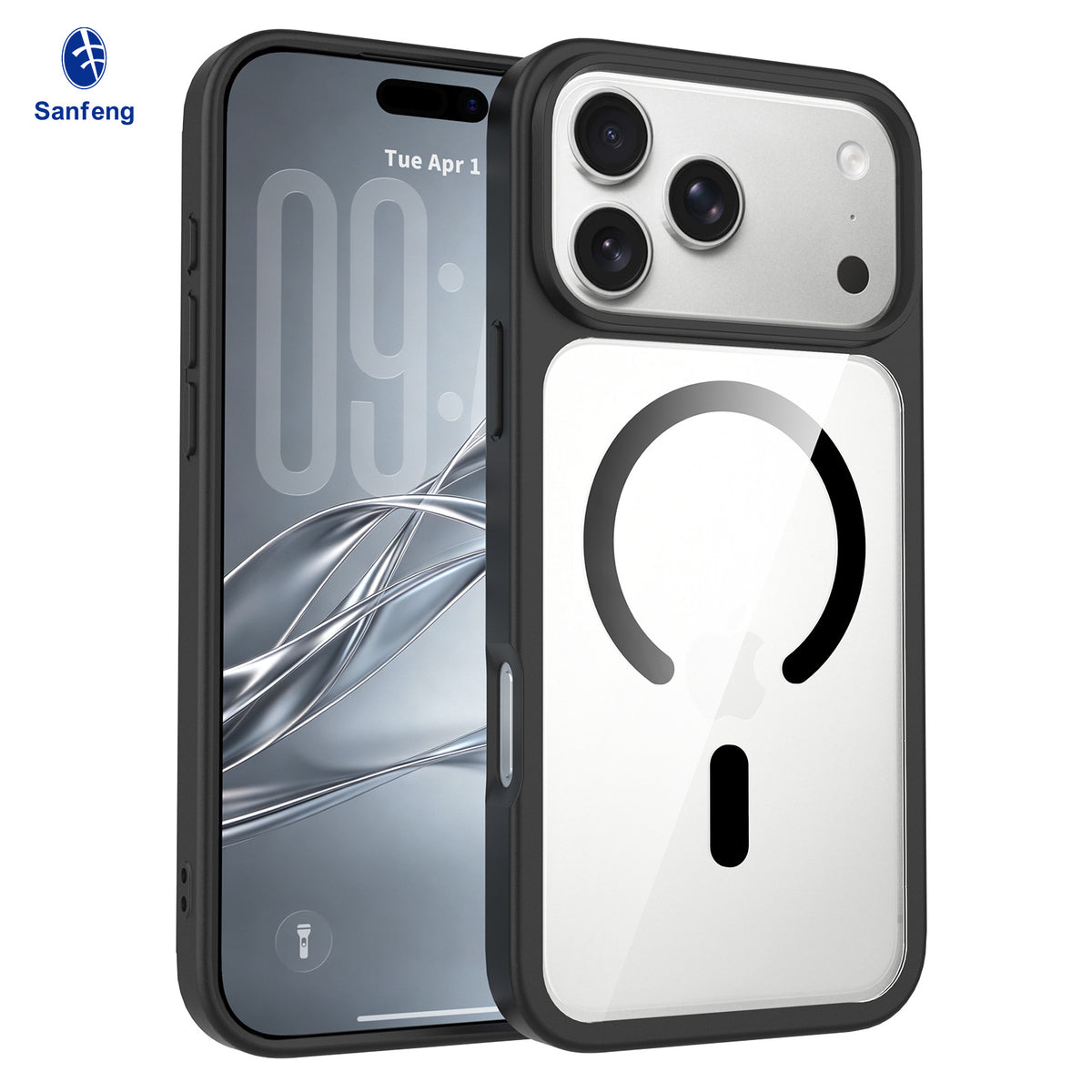 Sanfeng Skin-Feel Transparent Magnetic Phone Case, Anti-Fingerprint Shockproof Silicone Protective Cover