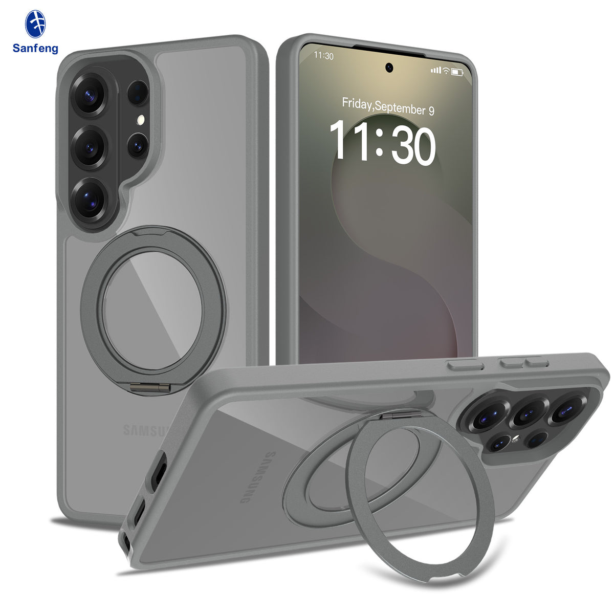 Magnetic Clear Case with Invisible Stand for Samsung Galaxy S25 S24 S23 Ultra Plus, Frosted TPU Anti-Fingerprint Protective Cover