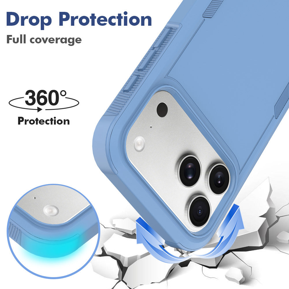 Sanfeng 2-in-1 Shockproof Matte Silicone Phone Case with Kickstand, Anti-Drop Protective Cover