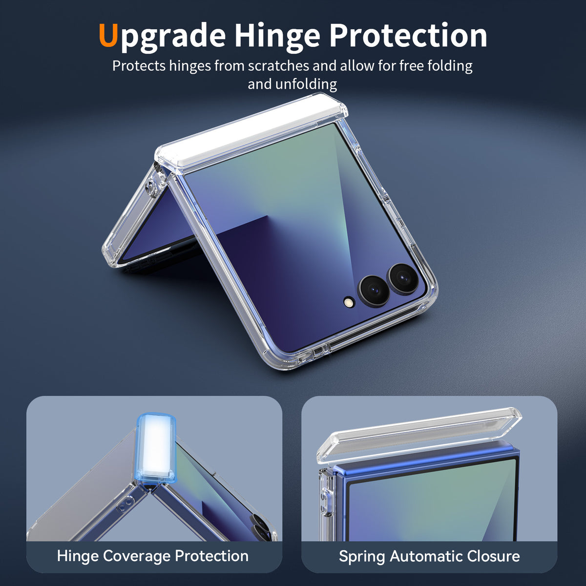 Transparent Foldable Phone Case for Samsung Galaxy Z Flip Series, Clear Anti-Drop TPU Two-in-One Protective Cover
