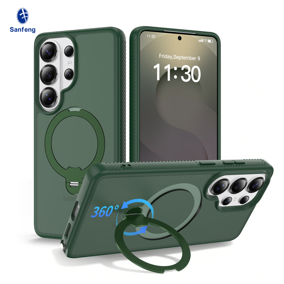 Magnetic Matte Case with Rotating Invisible Stand for Samsung Galaxy S25 S24 S23 Ultra Plus, Anti-Fingerprint TPU Protective Cover