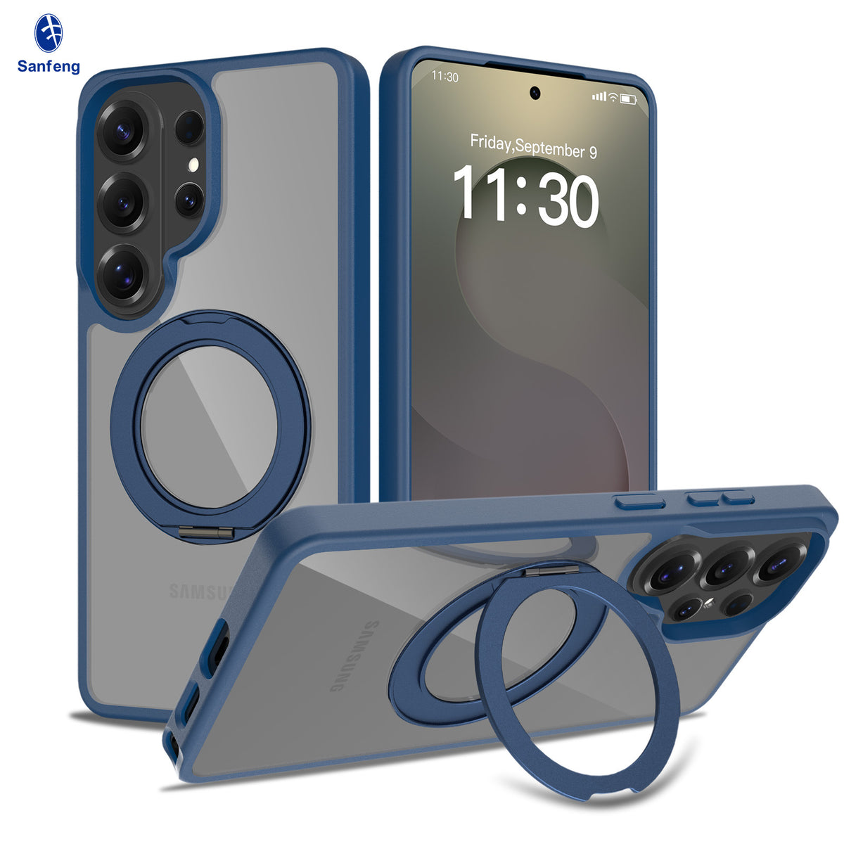 Magnetic Clear Case with Invisible Stand for Samsung Galaxy S25 S24 S23 Ultra Plus, Frosted TPU Anti-Fingerprint Protective Cover