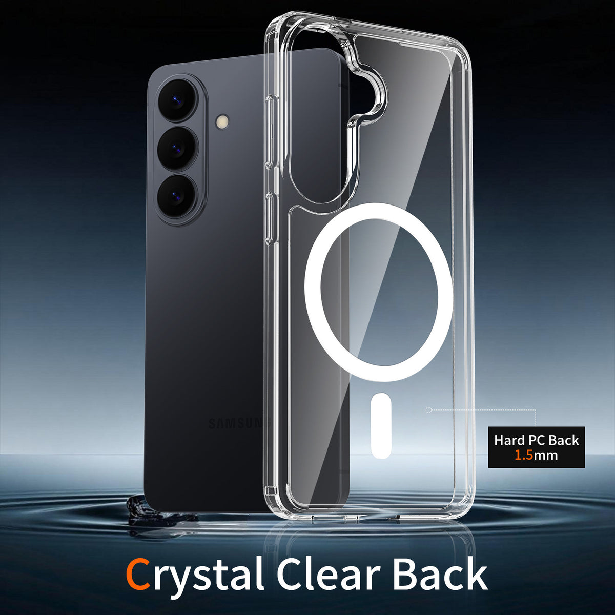 Clear Magnetic Case for Samsung Galaxy S24 Ultra, Shockproof TPU Protective Cover with Four-Corner Drop Protection