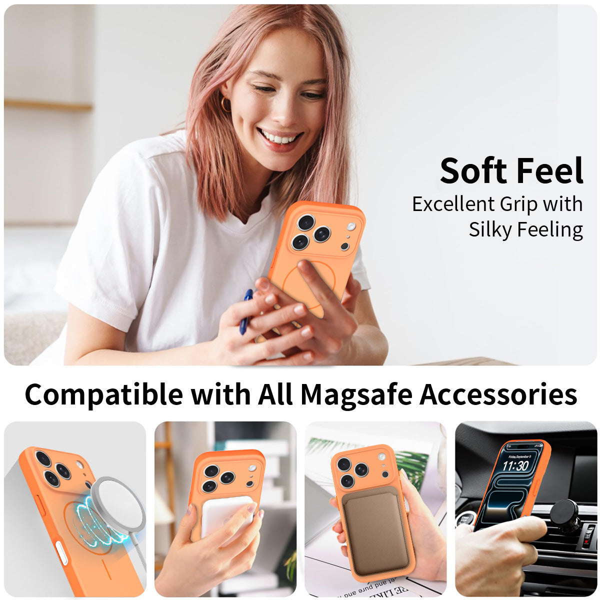 Magnetic Skin-Feel Protective Phone Case for iPhone 17 16 15 Pro Max, Anti-Fall TPU Two-in-One Cover with Lanyard Design