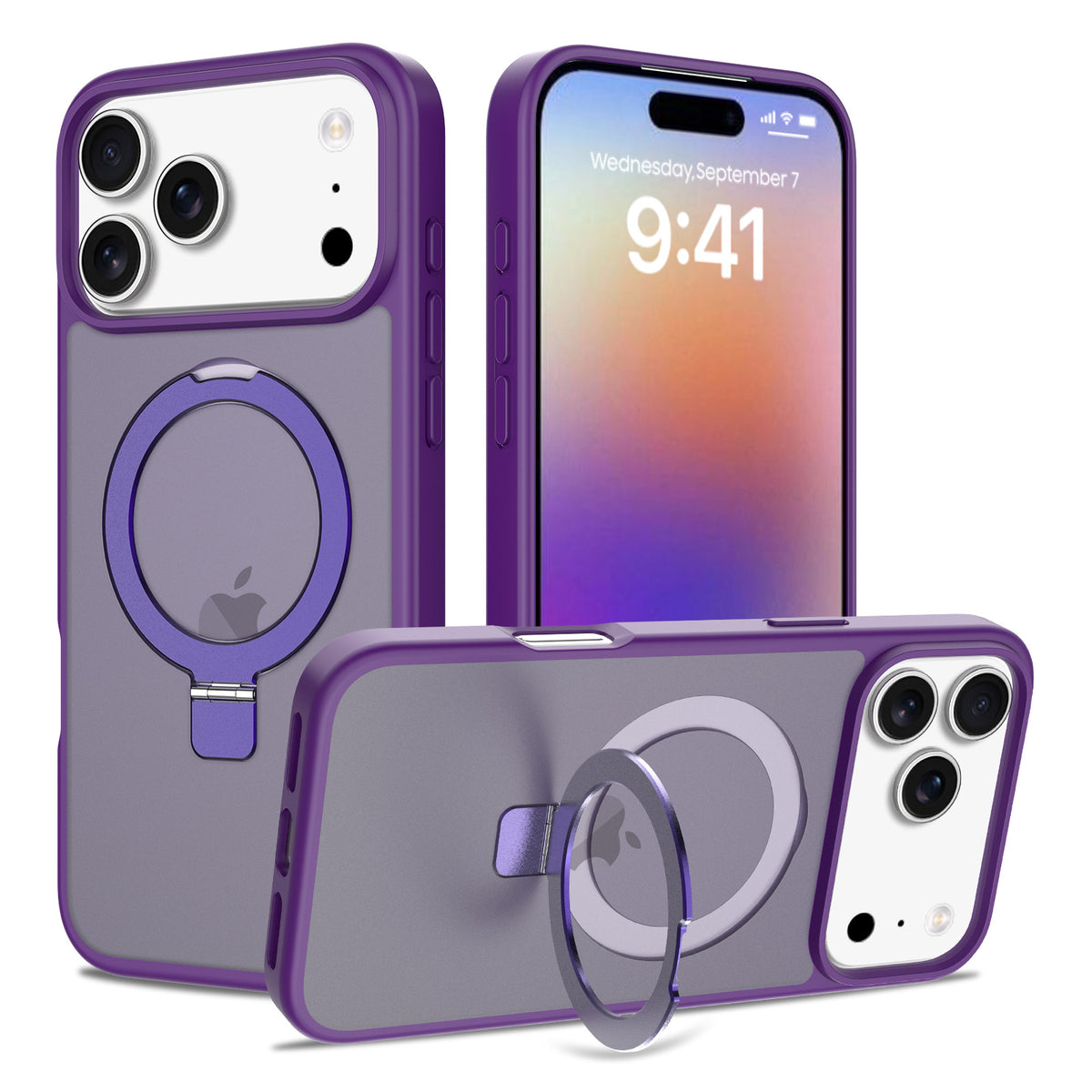 Magnetic Matte Phone Case with Invisible Kickstand for iPhone 16 & 17 Series, Shockproof TPU Protective Cover