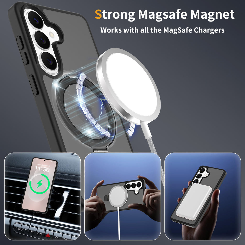 Magnetic Stand Phone Case for Samsung Galaxy S25 S26 Ultra Plus, Matte TPU Shockproof Cover with Built-in Kickstand