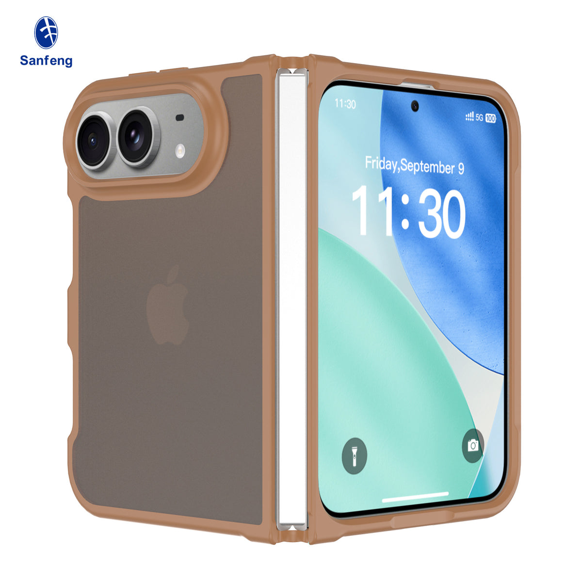 Sanfeng Matte Skin-Feel TPU Protective Case for iPhone, Semi-Transparent Anti-Fall Phone Cover