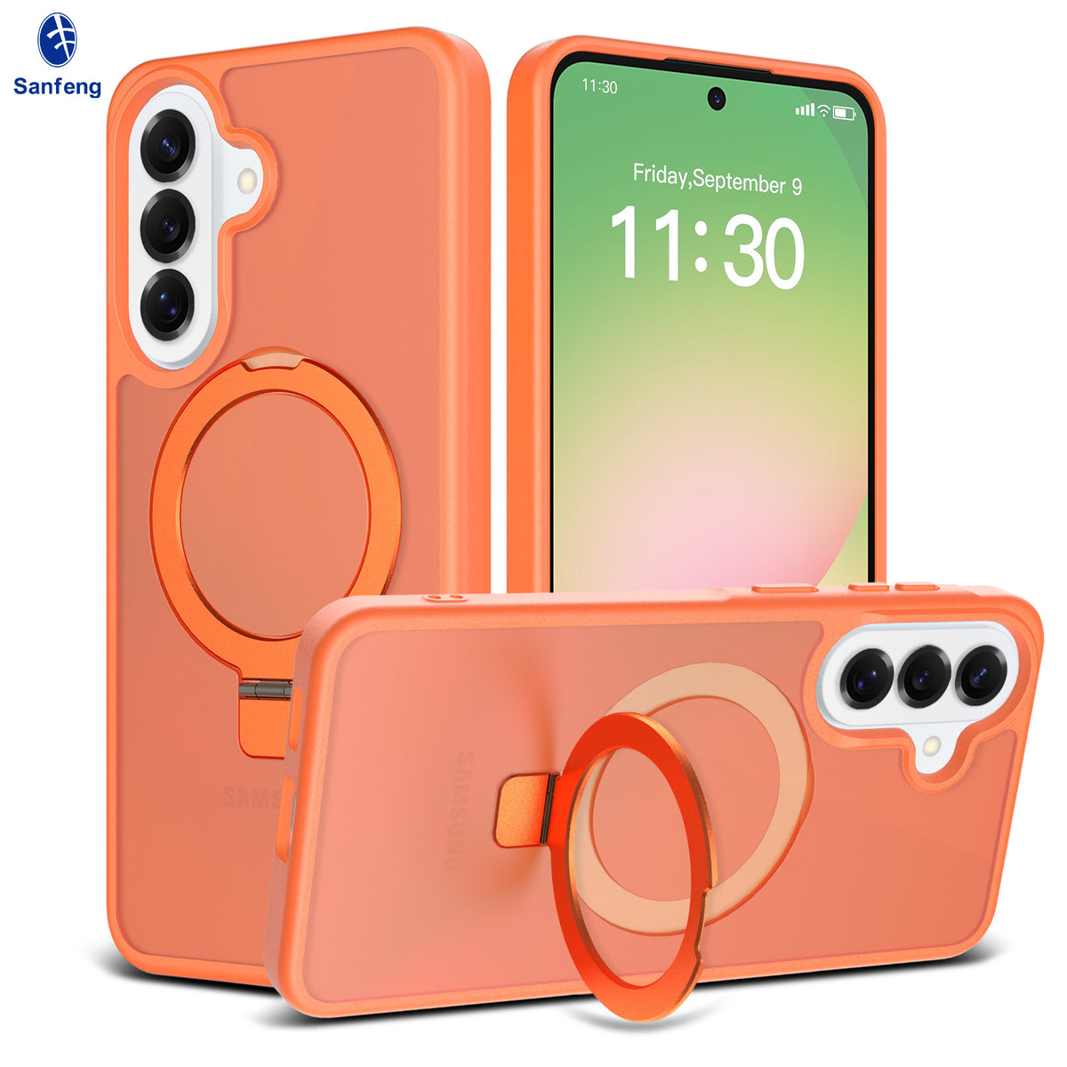 Nordic Style Magnetic Stand Phone Case for Samsung, Anti-Fall TPU Skin-Feel Protective Cover with Built-in Kickstand