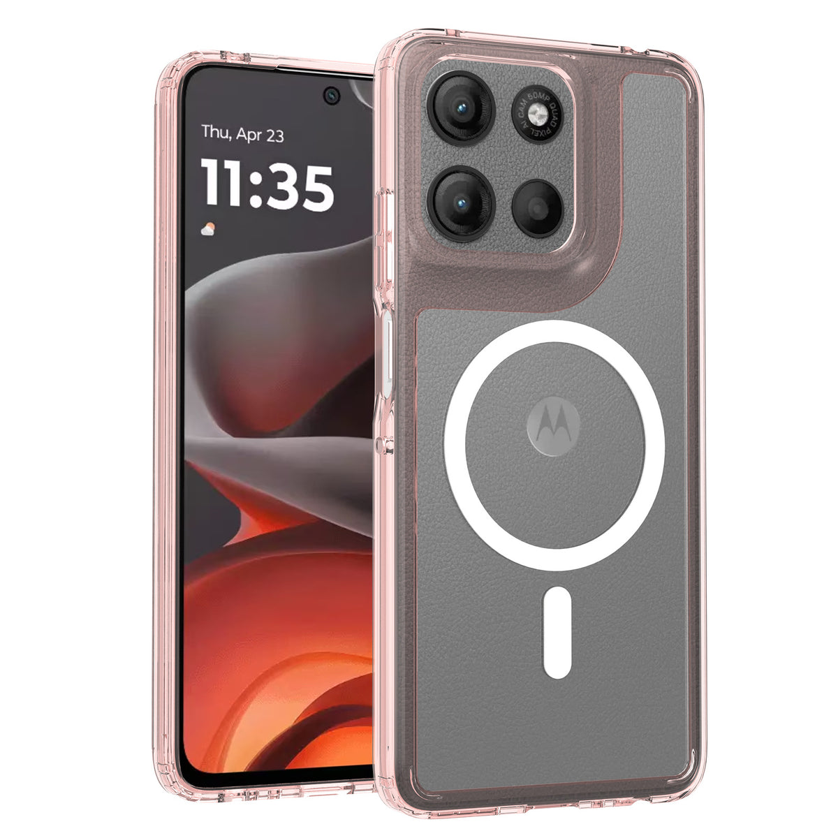Magnetic Transparent Shockproof Case for Motorola Edge & Moto G Series, PC+TPU Anti-Fingerprint Protective Clear Cover