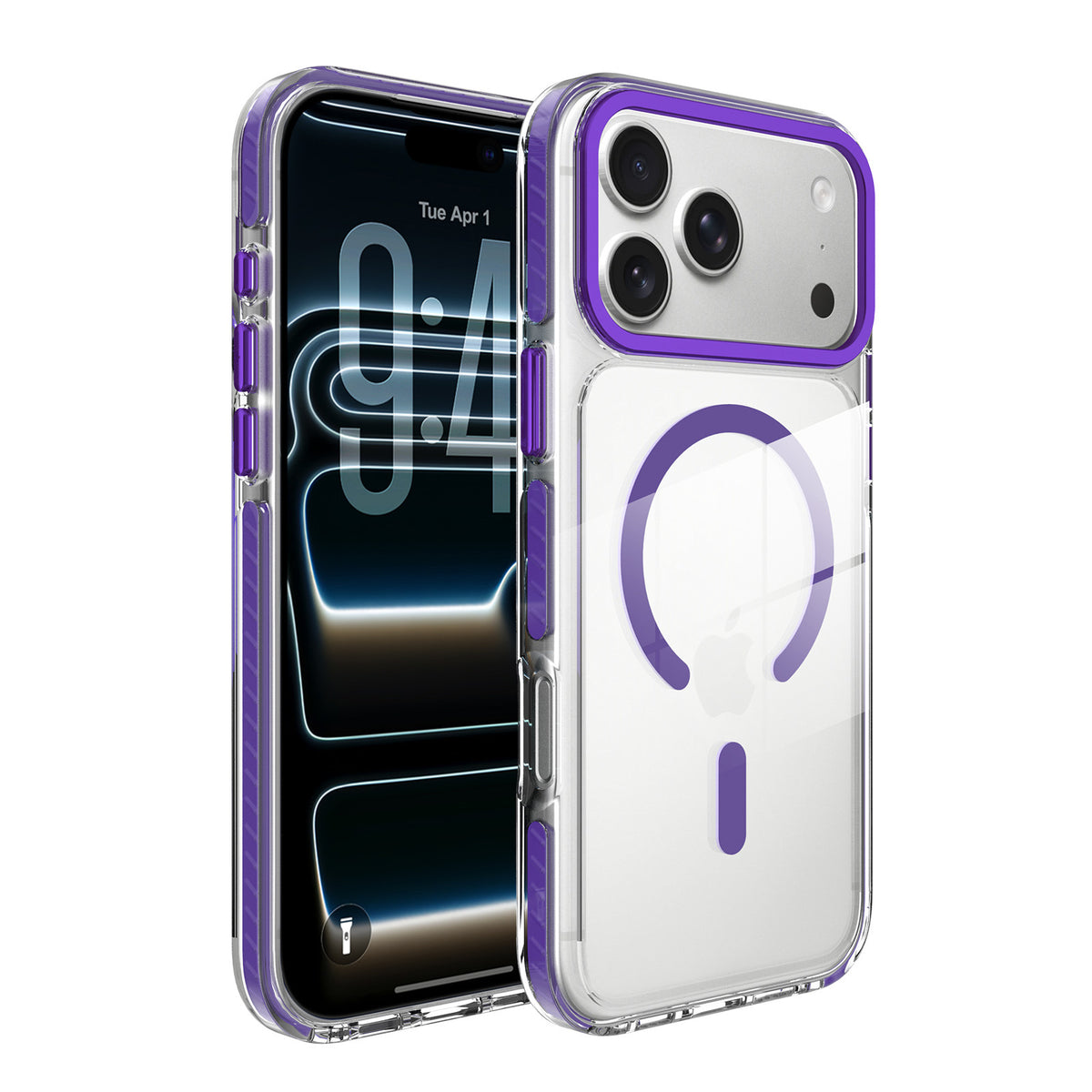 Magnetic Two-Tone Clear Phone Case for iPhone 17 Air, 16 & 15 Series, Shockproof Anti-Drop TPU Protective Cover