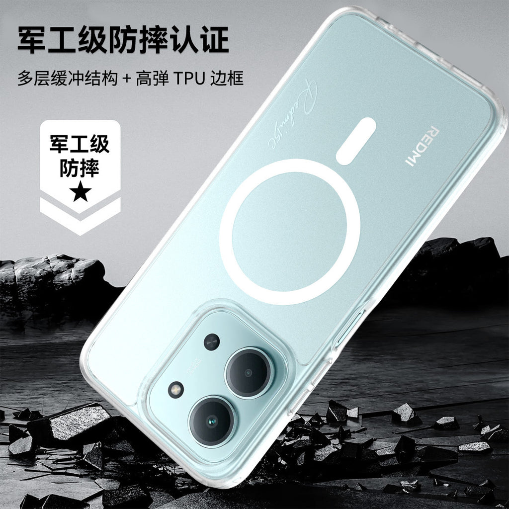 Translucent Matte Magnetic Phone Case with Anti-Fingerprint Drop Protection for Redmi 14C, Note 14 Pro & Xiaomi 15 Series
