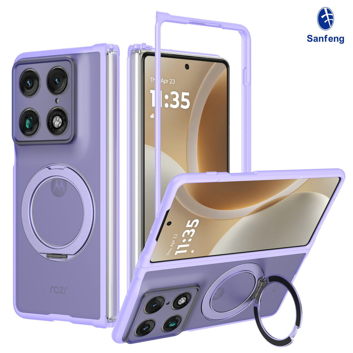 Magnetic Matte Phone Case with Rotating Ring Stand for Motorola Moto Edge & Moto G Series, Shockproof TPU+PC Hybrid Protective Cover