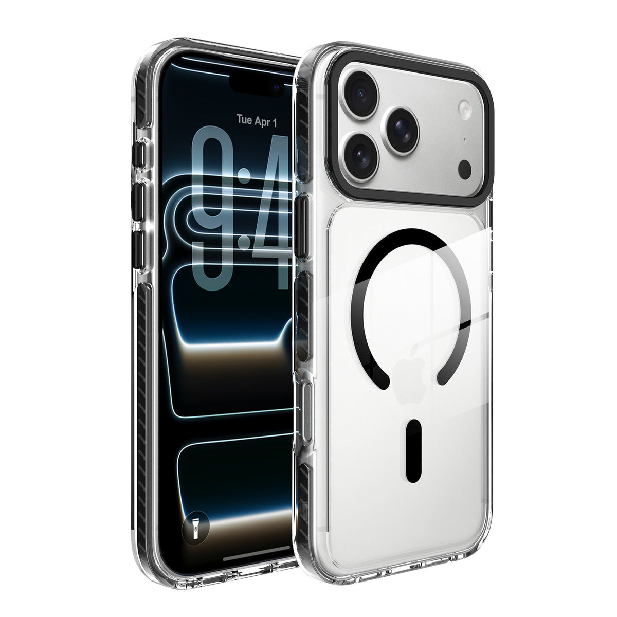 Sanfeng Transparent Shockproof Phone Case for iPhone, Dual-Color Clear Silicone Anti-Fingerprint Protective Cover