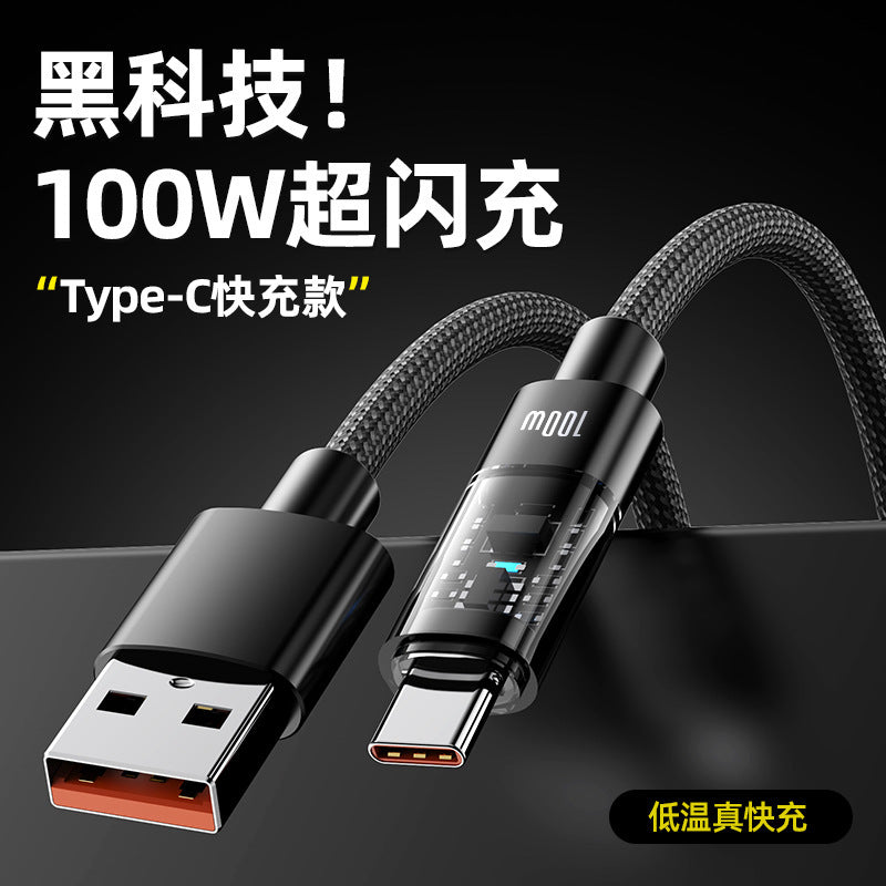 60W PD Fast Charging Braided USB-C Cable with Transparent LED Indicator Light, Macaron Colors Phone Charging Cord