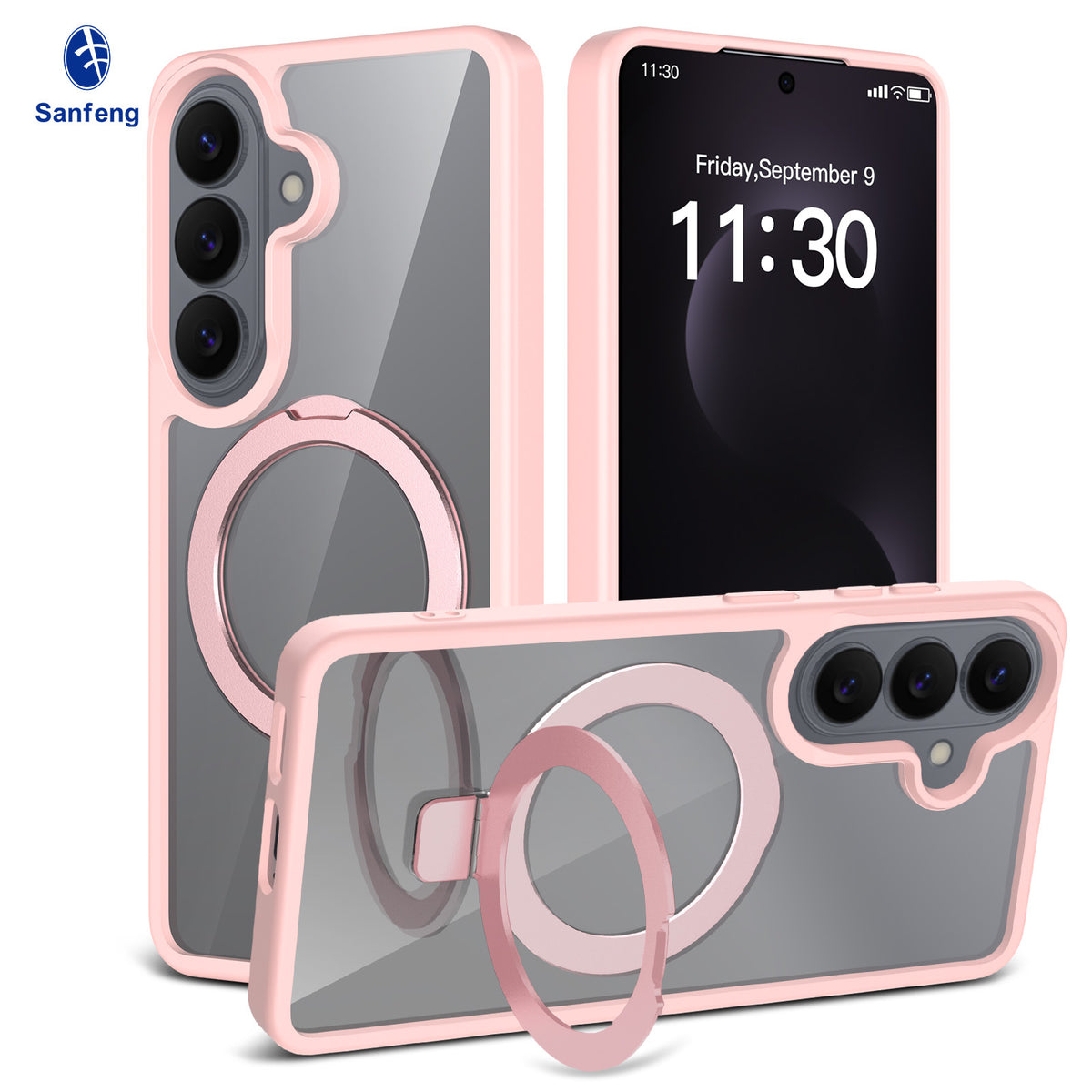 Magnetic Frosted Shockproof Stand Phone Case for Samsung Galaxy S25 S24 S23 Ultra Plus, Slim TPU Anti-Fingerprint Protective Cover with Invisible Kickstand