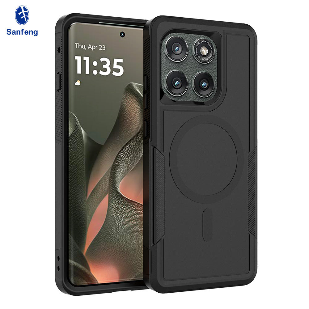 Sanfeng Magnetic 2-in-1 Anti-Drop Phone Case for Motorola Moto 2025 Edge 50 Pro Ultra G Play Power TPU+PC Protective Cover