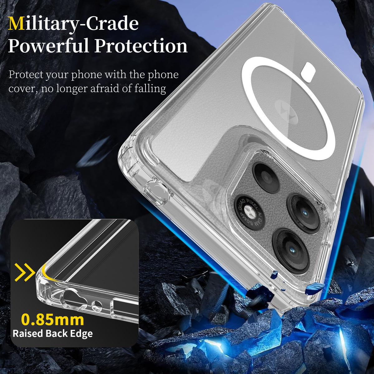 Clear Magnetic Case Compatible with Motorola Moto G56 G15 G05 Edge 50 Pro - Shockproof All-Inclusive TPU Soft Phone Cover