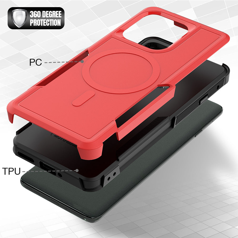 Sanfeng Magnetic 2-in-1 Anti-Drop Phone Case for Motorola Moto 2025 Edge 50 Pro Ultra G Play Power TPU+PC Protective Cover