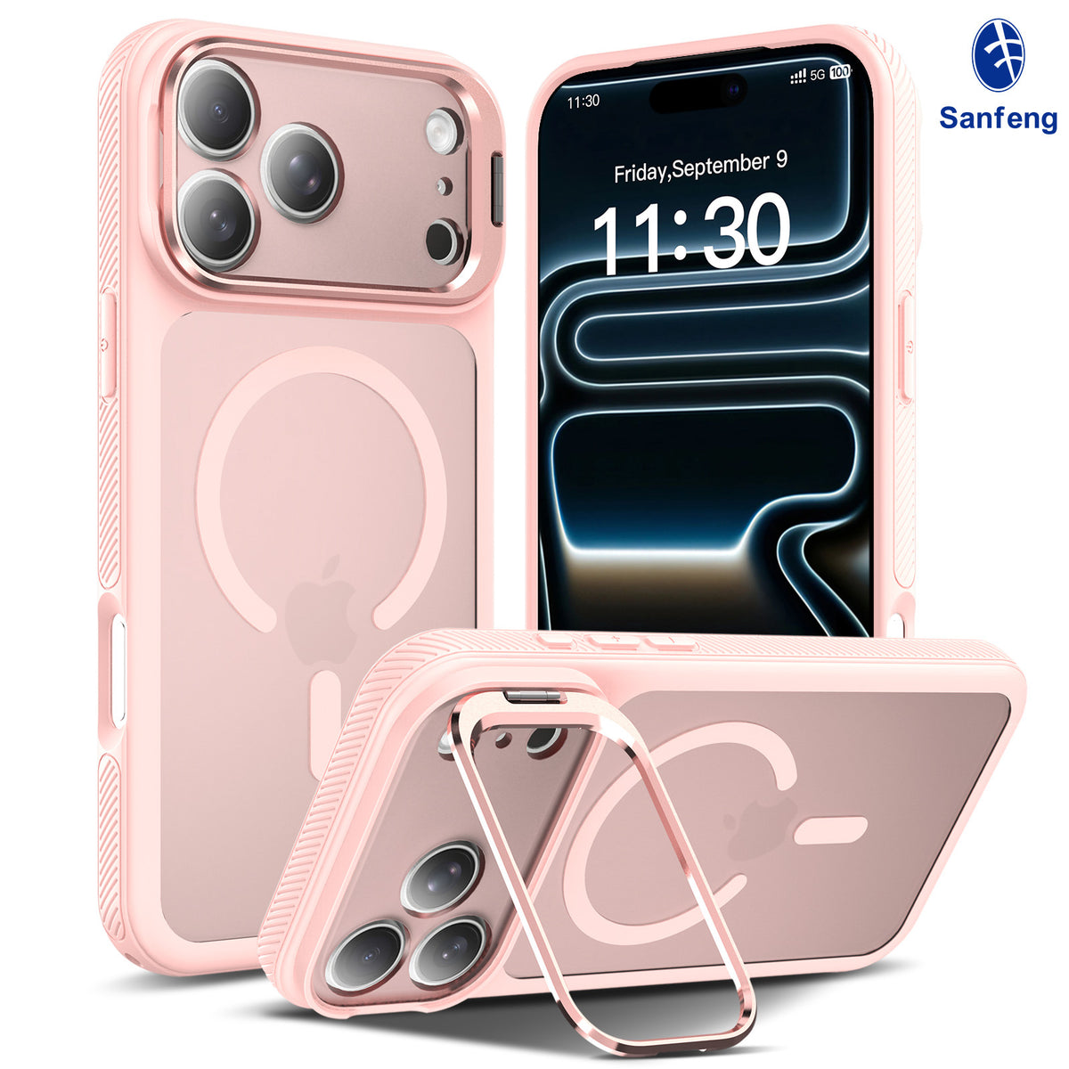 Magnetic Lens Holder Phone Case with Airbag Drop Protection, Anti-Fingerprint TPU Skin-Feel Cover for iPhone 16 & 17 Series