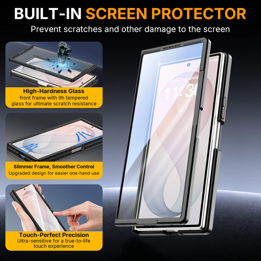 Magnetic Foldable Phone Case for Samsung Galaxy Z Fold with Built-in Spring Kickstand, Shockproof Silicone Protective Cover