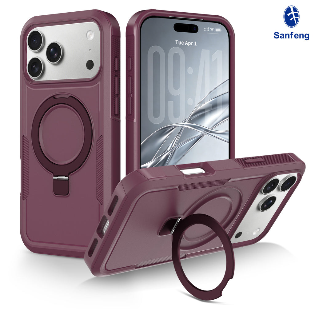 Magnetic Rotating Stand Case for iPhone 15 16 17 18 Pro Max, 2mm TPU Anti-Fall Protective Cover with Invisible Kickstand
