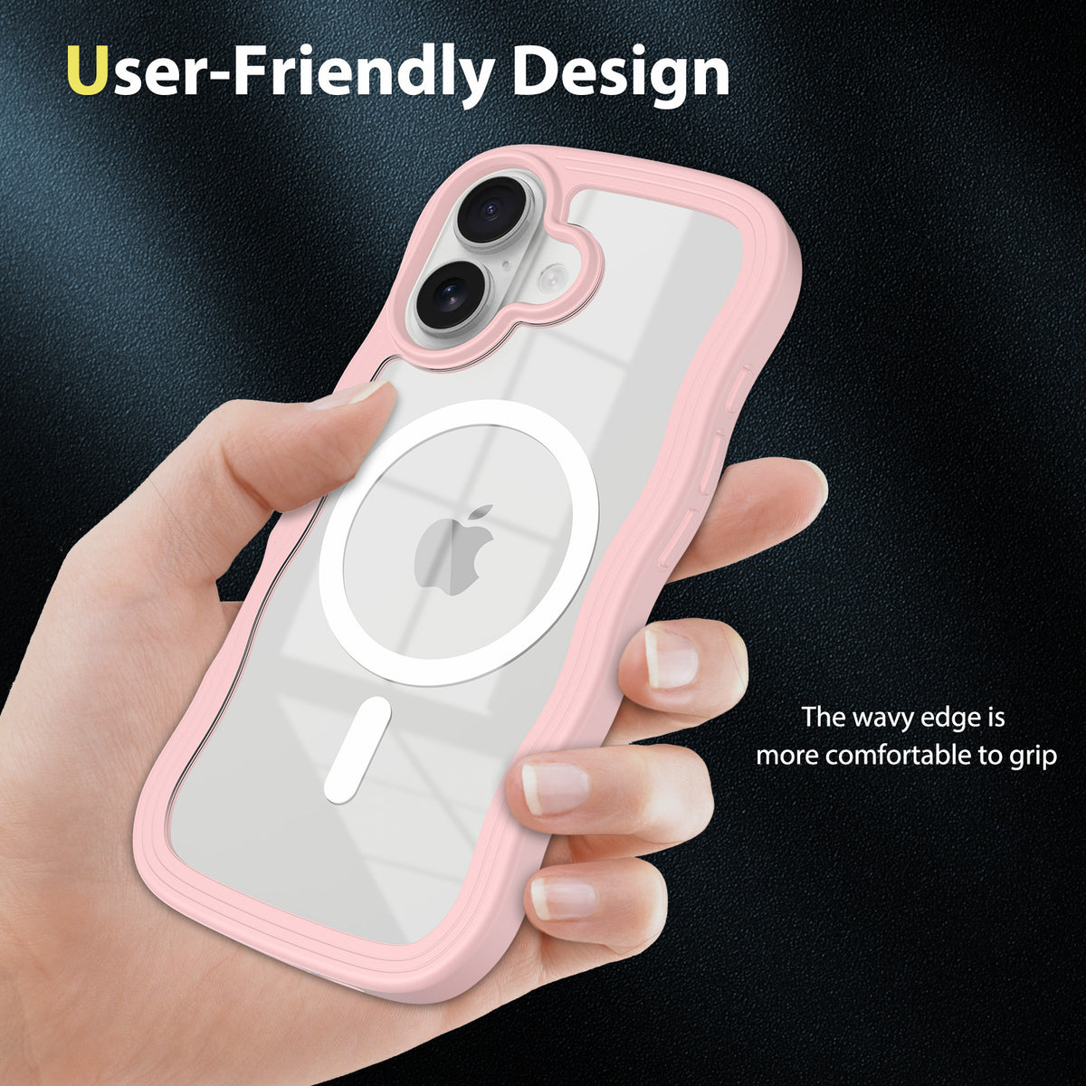 Magnetic Wave Edge Transparent Phone Case for iPhone 16 15 14 Pro Max TPU Shockproof Protective Cover