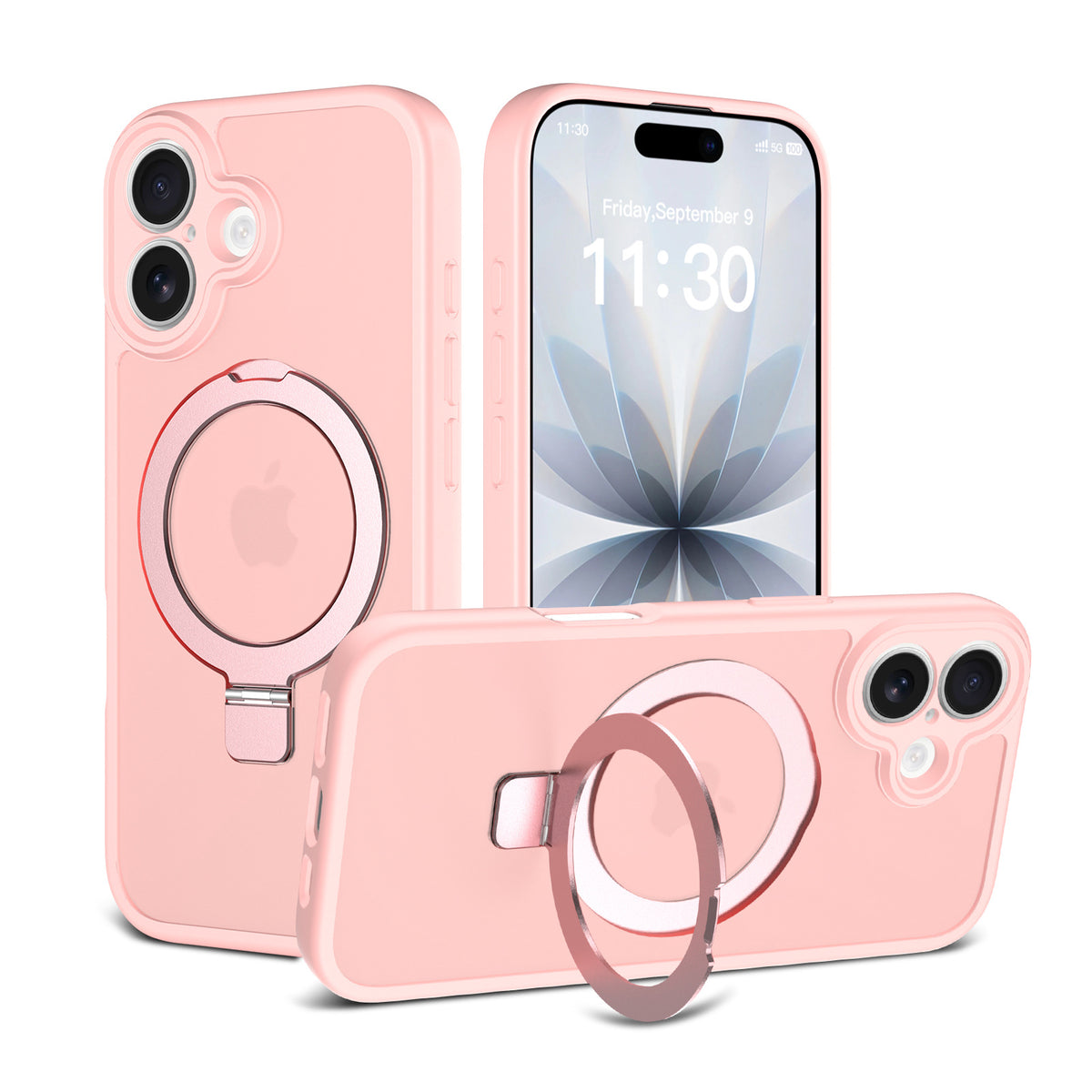 Magnetic Skin-Feel TPU Phone Case with Built-in Kickstand and Airbag Holder, Anti-Fingerprint Protective Cover Compatible with iPhone 17 Air
