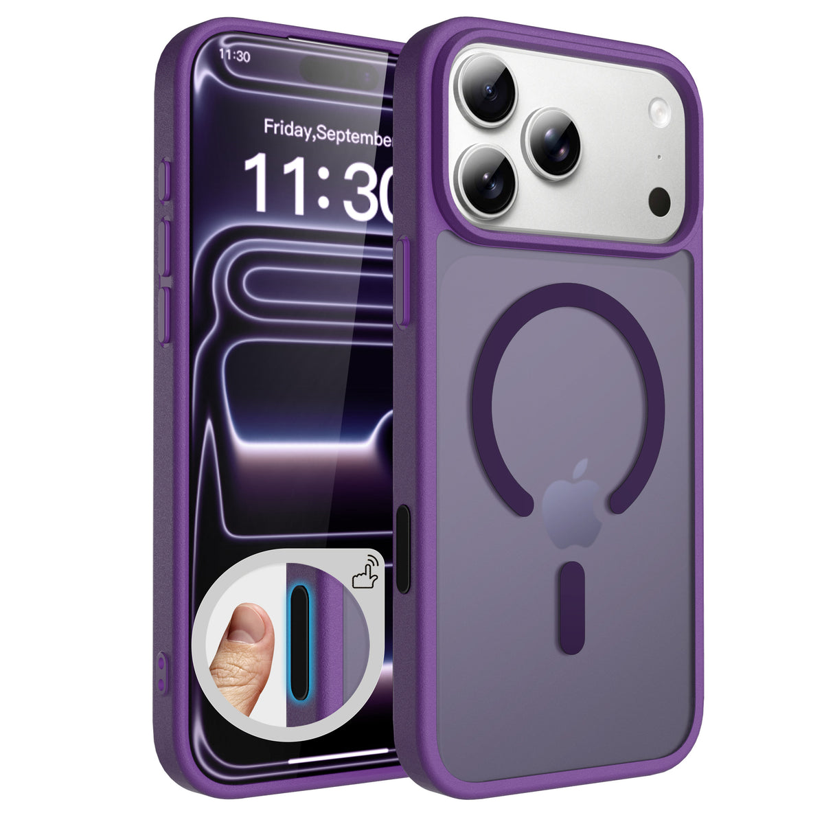 Sanfeng Magnetic Translucent Matte Anti-Fall TPU Phone Case Compatible with Apple iPhone