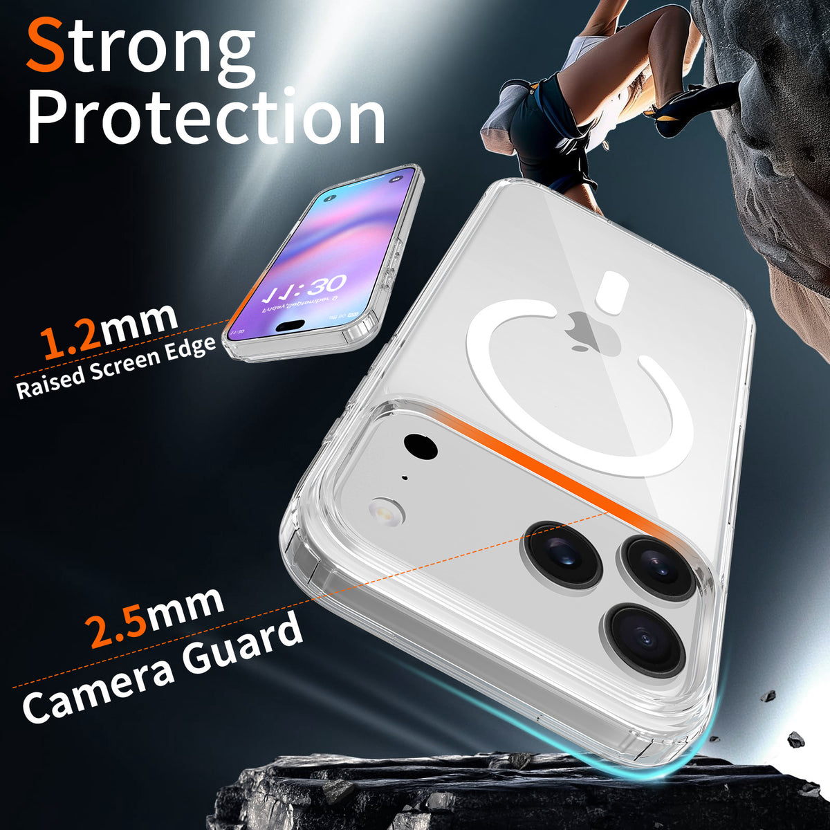Magnetic Transparent Phone Case with Camera Button for iPhone 16 & 17 Pro Max Plus, Clear Anti-Scratch Protective Cover