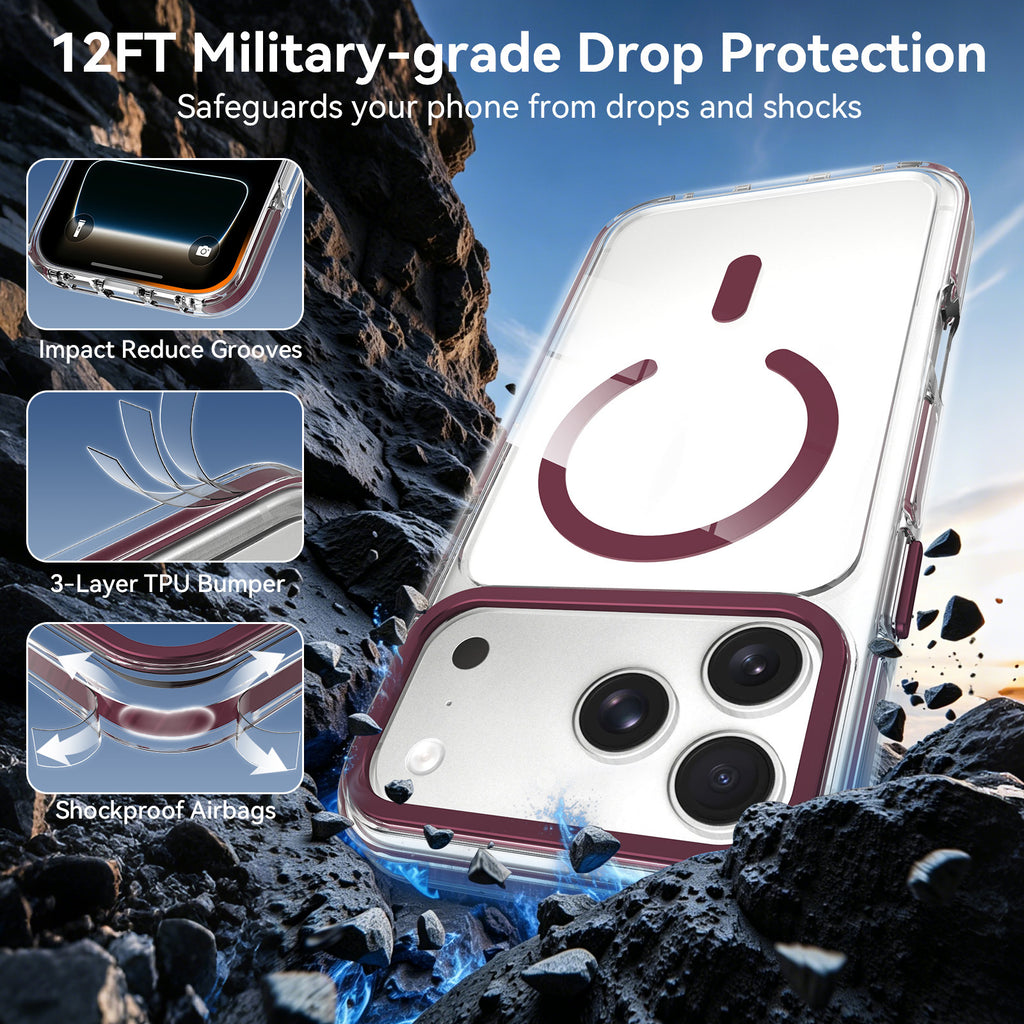 Sanfeng Transparent Shockproof Phone Case for iPhone, Dual-Color Clear Silicone Anti-Fingerprint Protective Cover