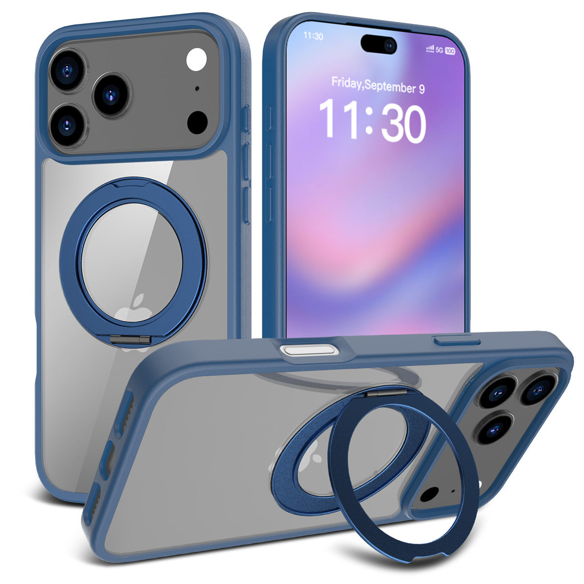 Magnetic Matte Translucent Case with Rotating Invisible Stand for iPhone 17/16/15 Series, Shockproof TPU Protective Cover