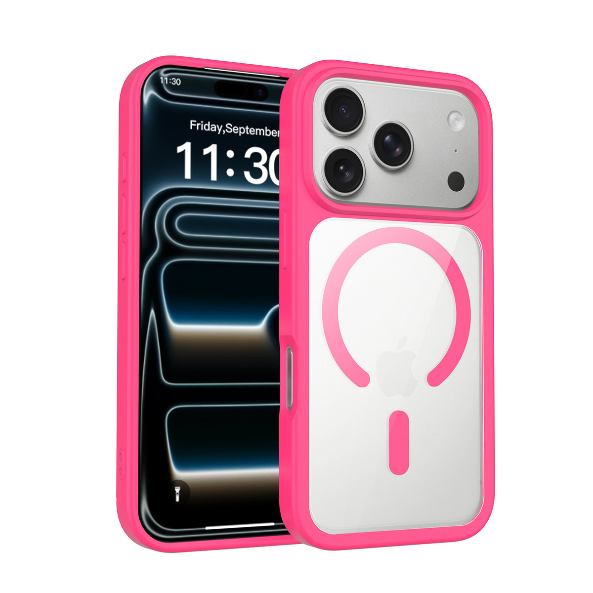 Magnetic Frosted Translucent Phone Case Compatible with iPhone, Shockproof TPU Anti-Fingerprint Protective Cover (Black + Transparent)