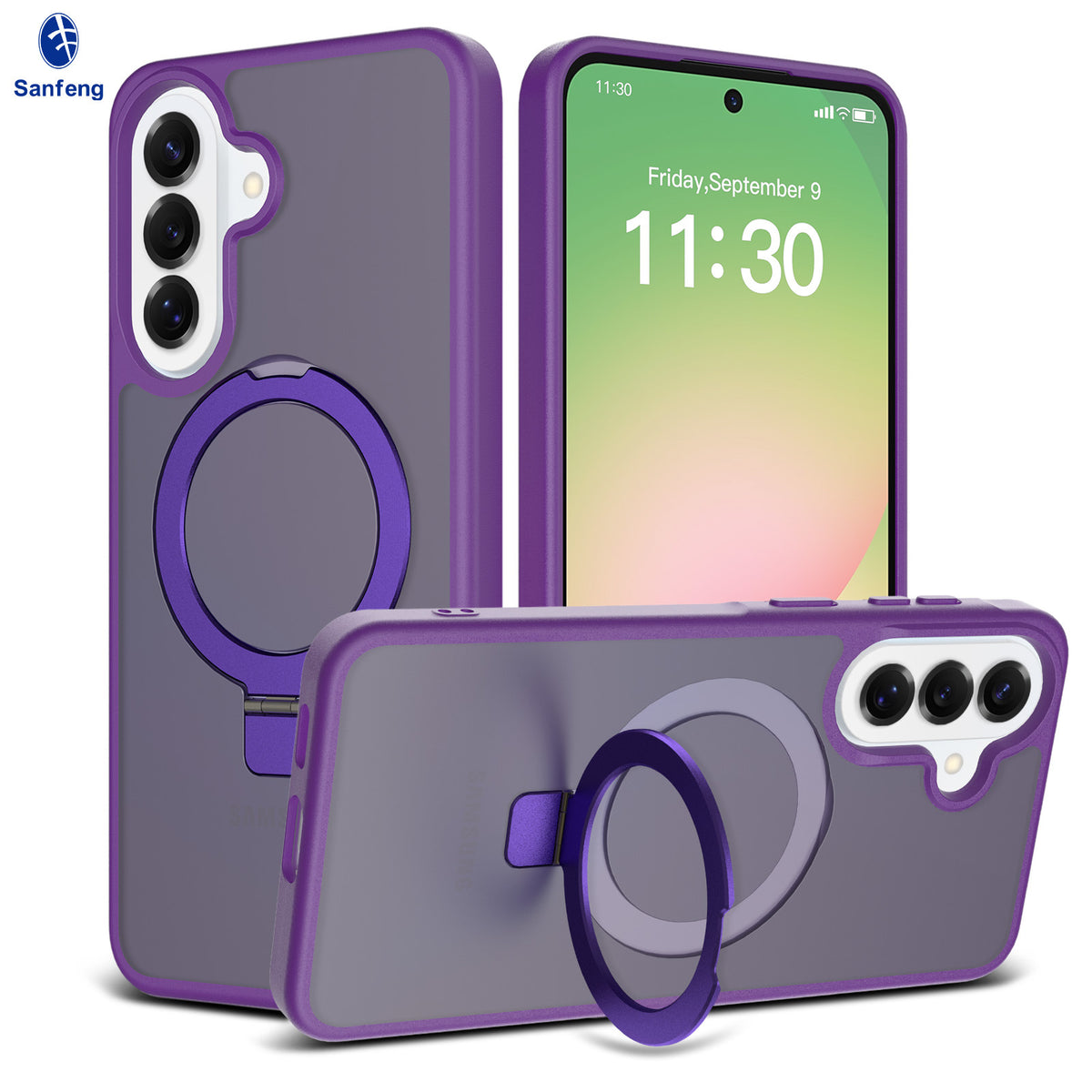 Nordic Style Magnetic Stand Phone Case for Samsung, Anti-Fall TPU Skin-Feel Protective Cover with Built-in Kickstand