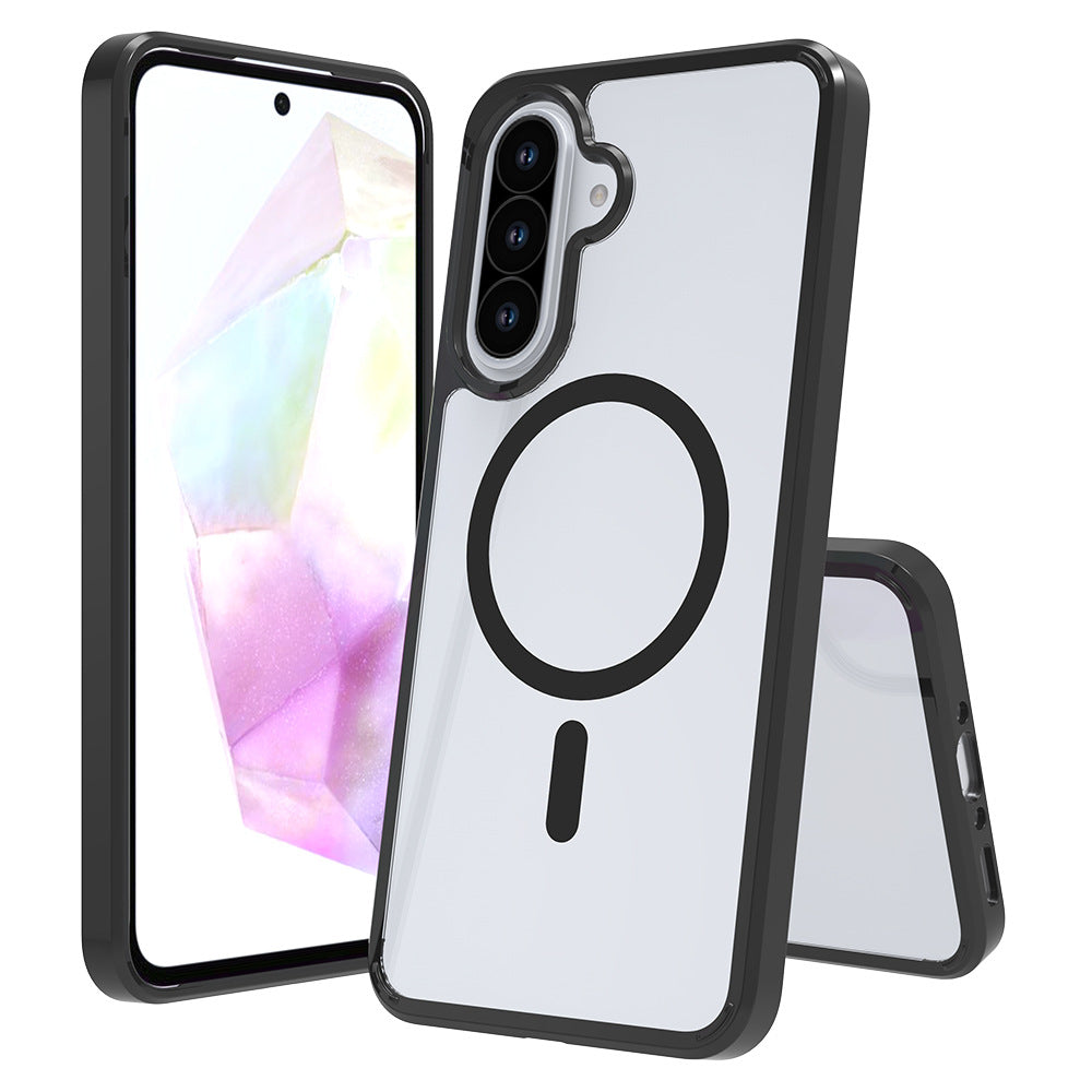 Magnetic Clear Phone Case for Samsung Galaxy S25 S24 S22 Ultra Plus A56 A36 A16, Anti-Scratch Shockproof Acrylic TPU Hybrid Protective Cover