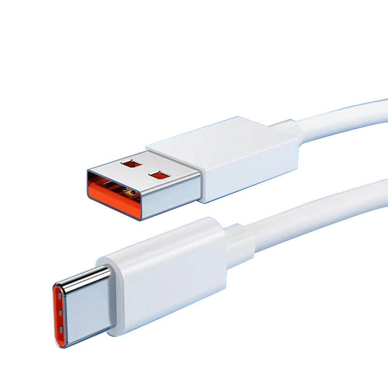 Fast Charging USB Type-C Cable 6A Data Cord Compatible with Xiaomi, Redmi K80 K60, Black Shark, Durable White TPE Charger Cable