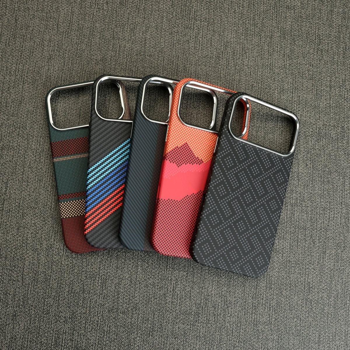 Magnetic Carbon Fiber Texture Phone Case with Metal Frame for iPhone 18 17 16 15 14 13 Pro Max Shockproof Skin-Feel Protective Cover
