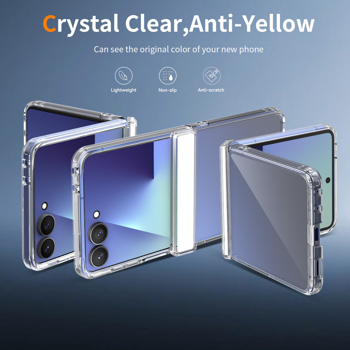 Transparent Foldable Phone Case for Samsung Galaxy Z Flip Series, Clear Anti-Drop TPU Two-in-One Protective Cover