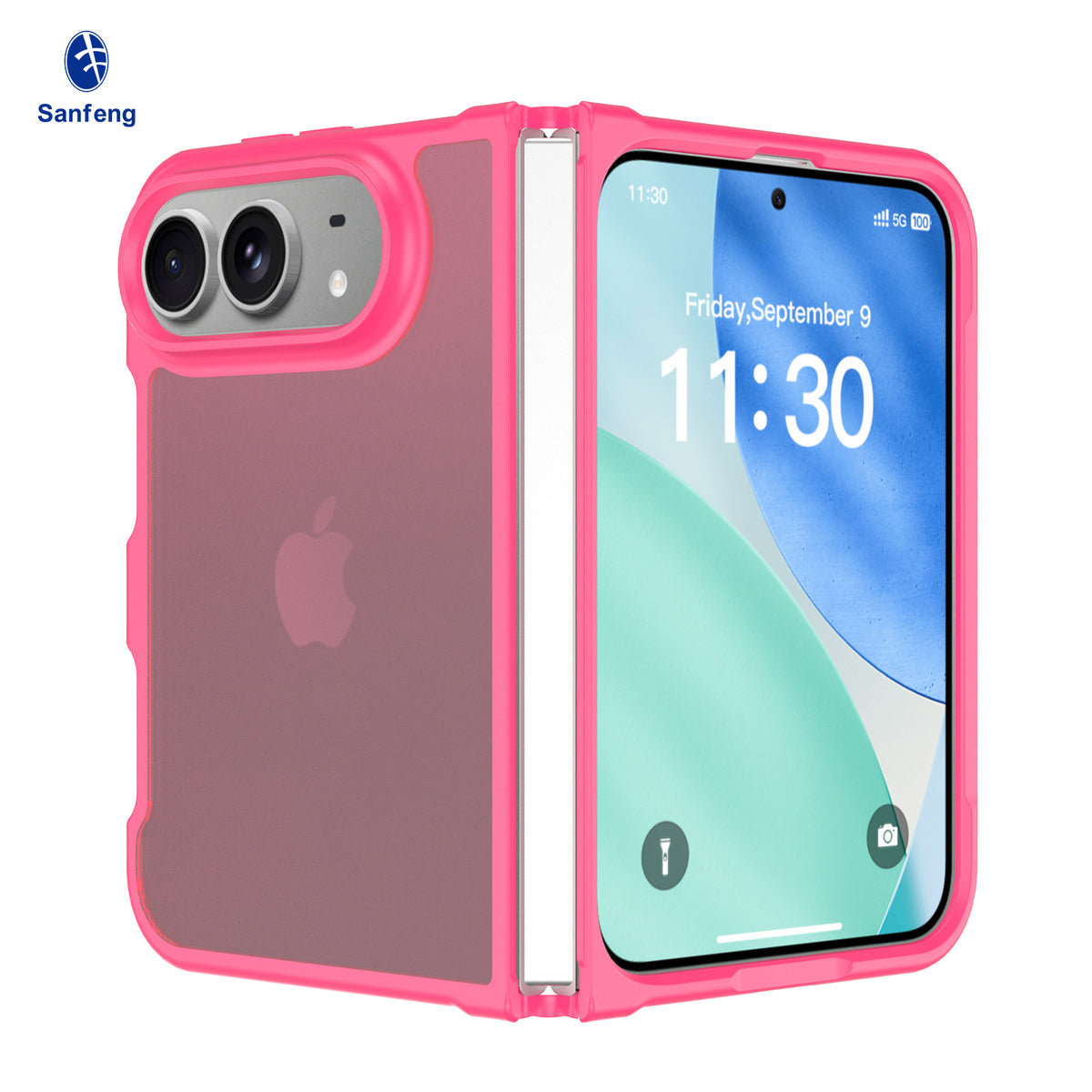 Sanfeng Matte Skin-Feel TPU Protective Case for iPhone, Semi-Transparent Anti-Fall Phone Cover