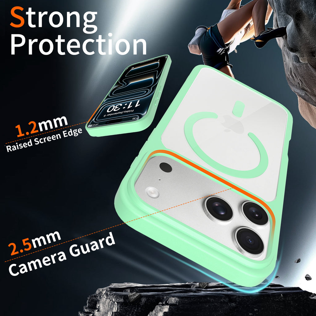 Magnetic Frosted Translucent Phone Case Compatible with iPhone 17 Air, Slim Anti-Fingerprint TPU Protective Cover (Black + Transparent)