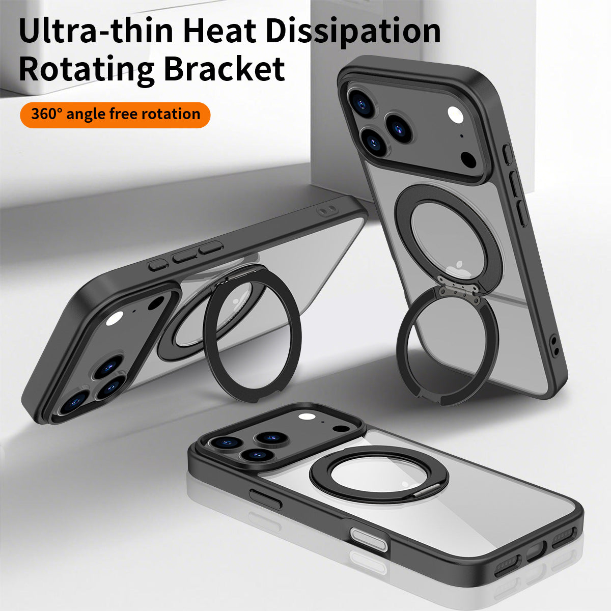 Magnetic Matte Translucent Case with Rotating Invisible Stand for iPhone 17/16/15 Series, Shockproof TPU Protective Cover