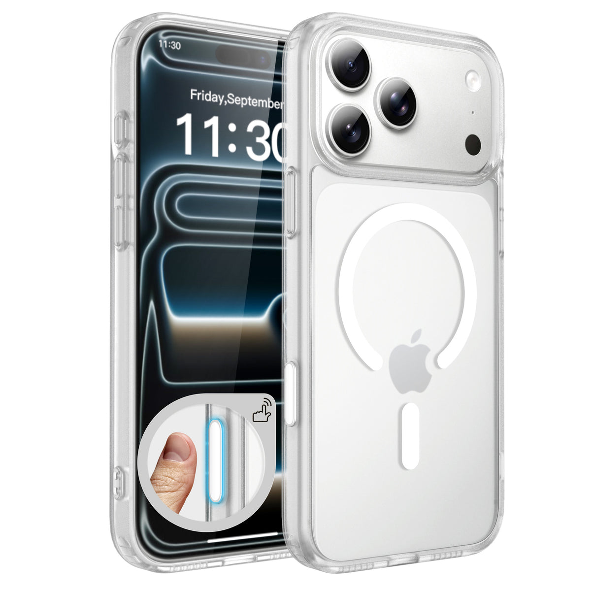 Sanfeng Magnetic Translucent Matte Anti-Fall TPU Phone Case Compatible with Apple iPhone