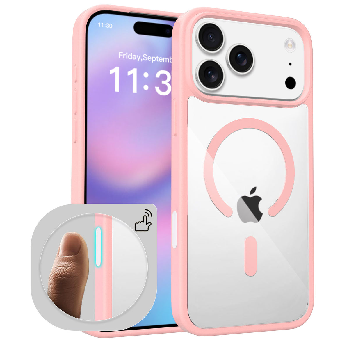Magnetic Clear Two-in-One Shockproof Phone Case with Camera Button, Blue Transparent Anti-Fingerprint Slim Cover