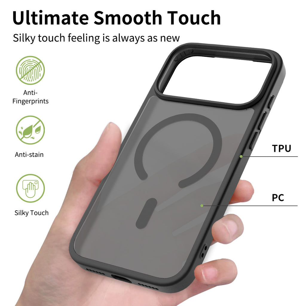 Magnetic Anti-Drop Phone Case Compatible with iPhone 16 / 15 / 14 Pro Max, Matte Skin-Feel Shockproof TPU Protective Cover