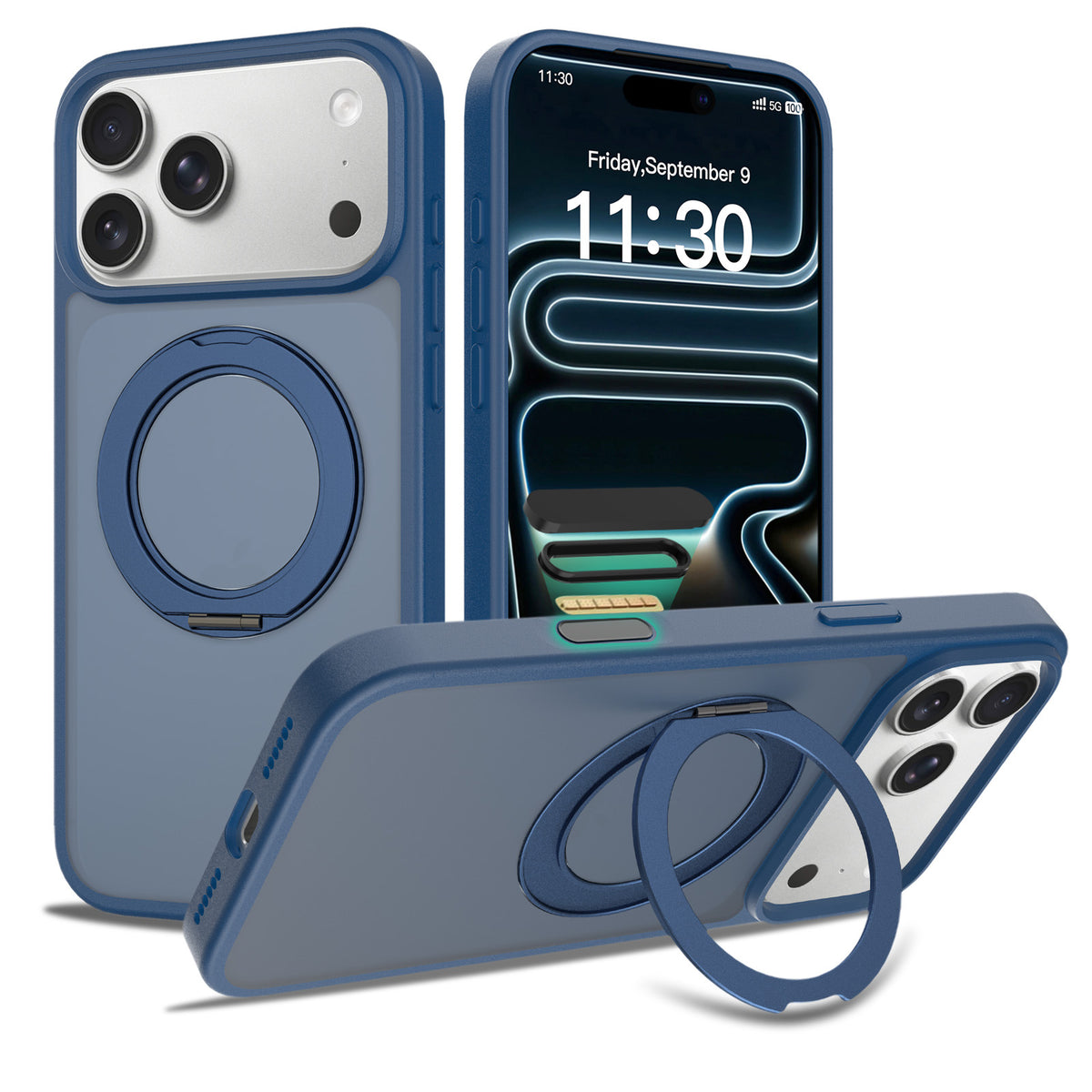 Magnetic Matte Phone Case with 360-Degree Stand and Camera Button for iPhone 17 Pro Max 16 Pro Shockproof TPU Cover